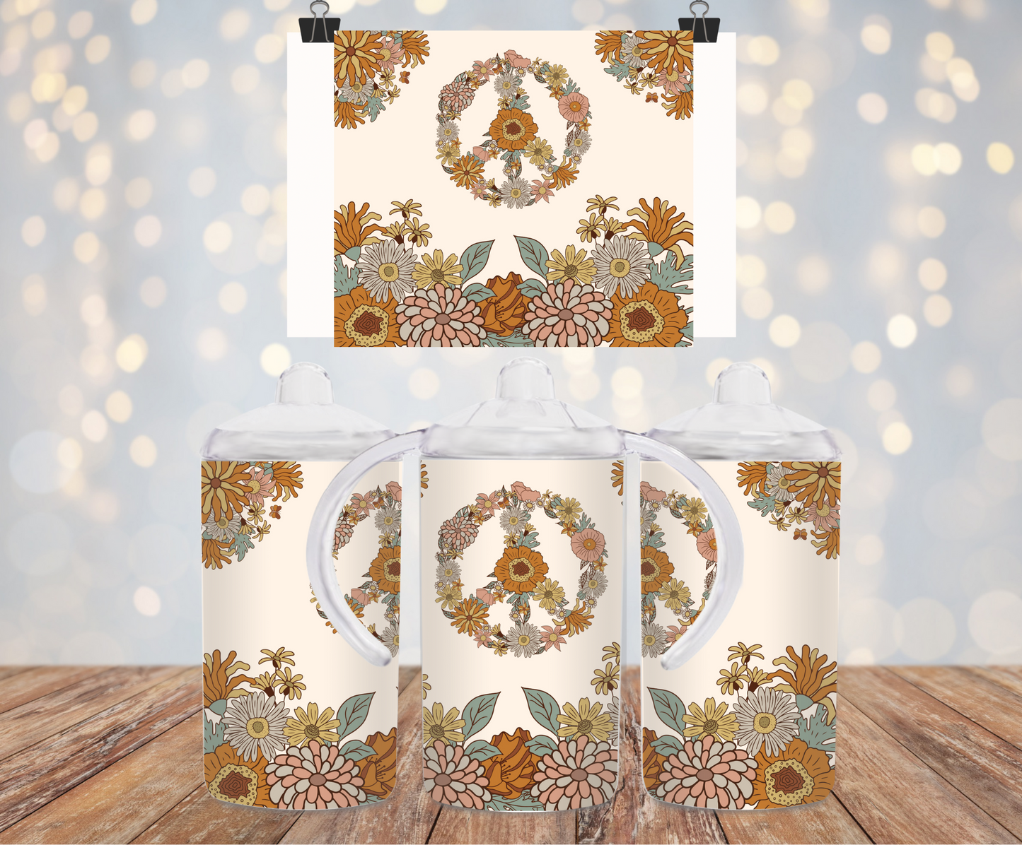 Hippie / Boho / Floral / Peace Sippy Cup