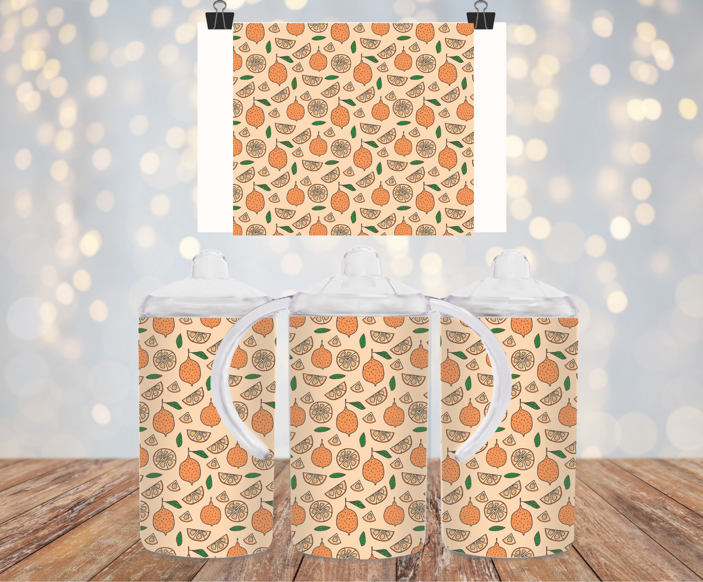 Orange Pattern Sippy Cup