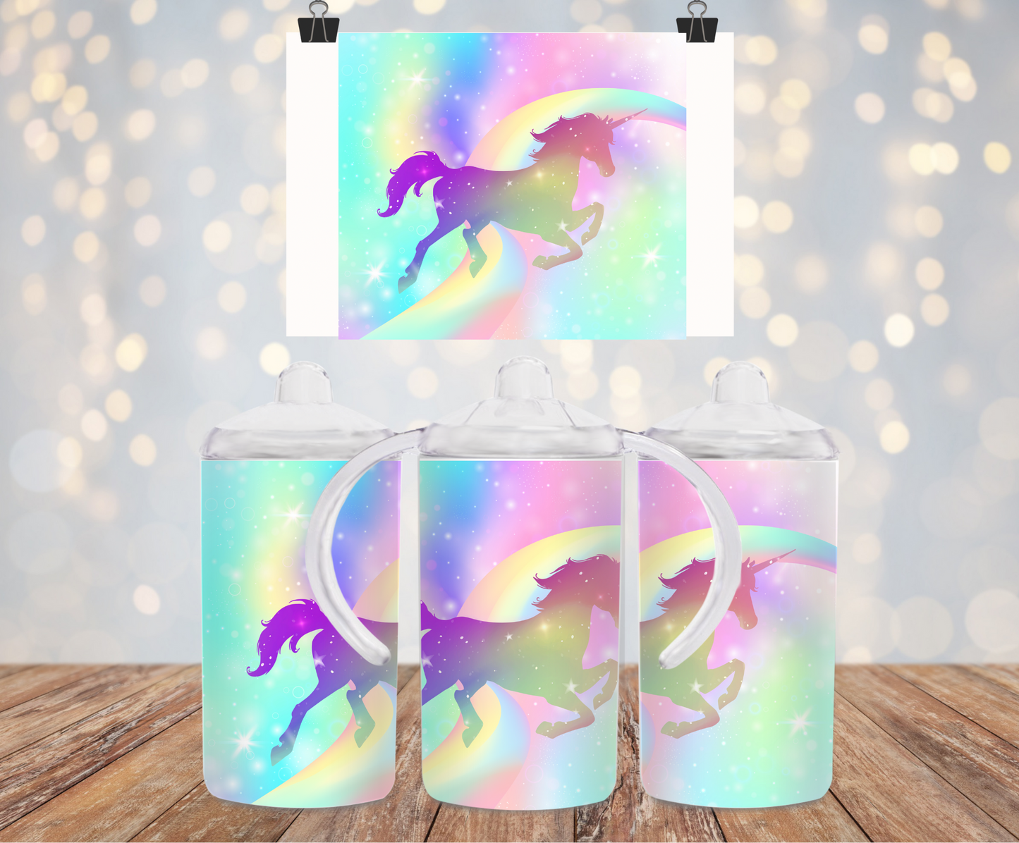 Sparkling Rainbow Unicorn Sippy Cup