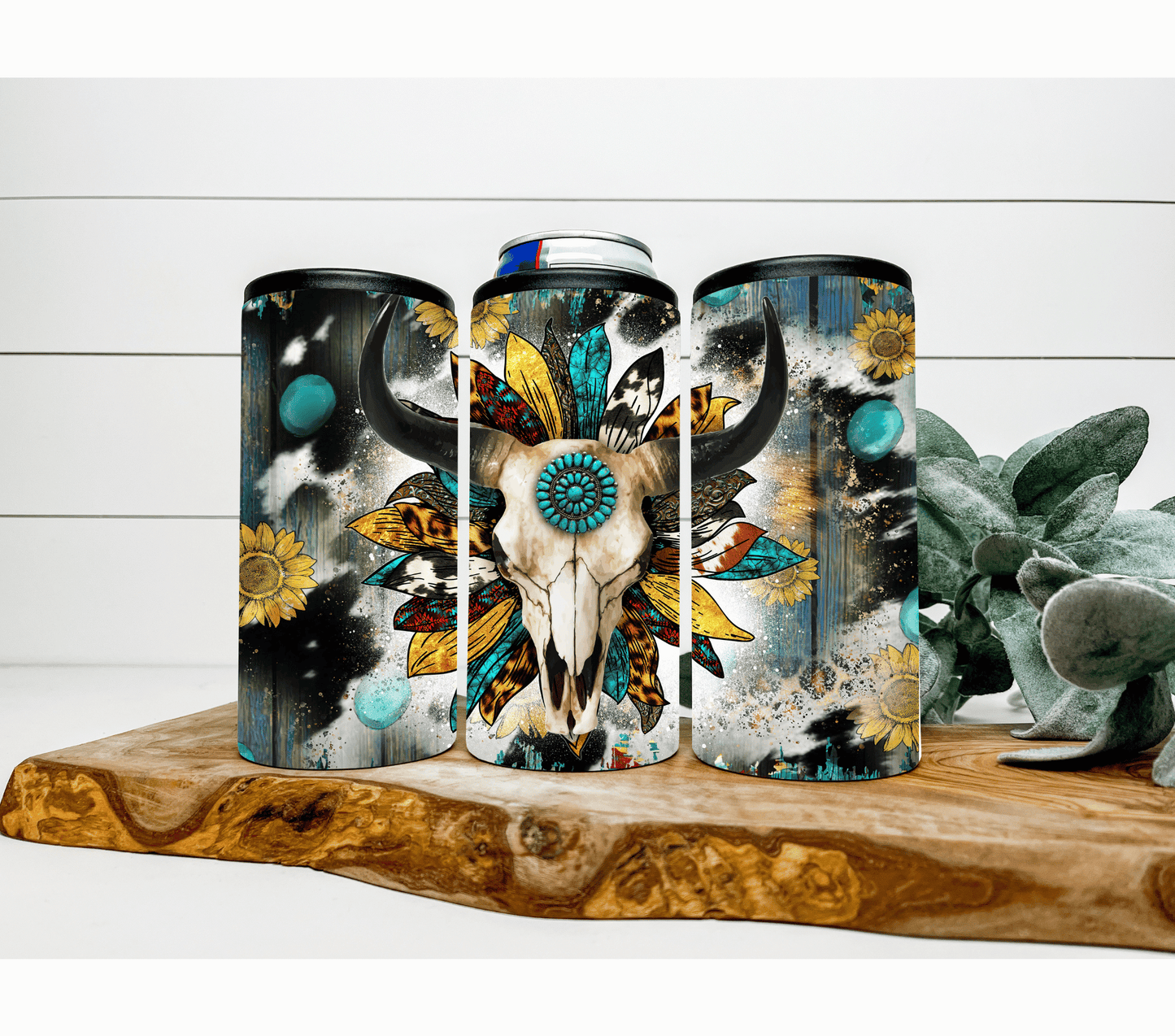 Bull Skull Can Koozie