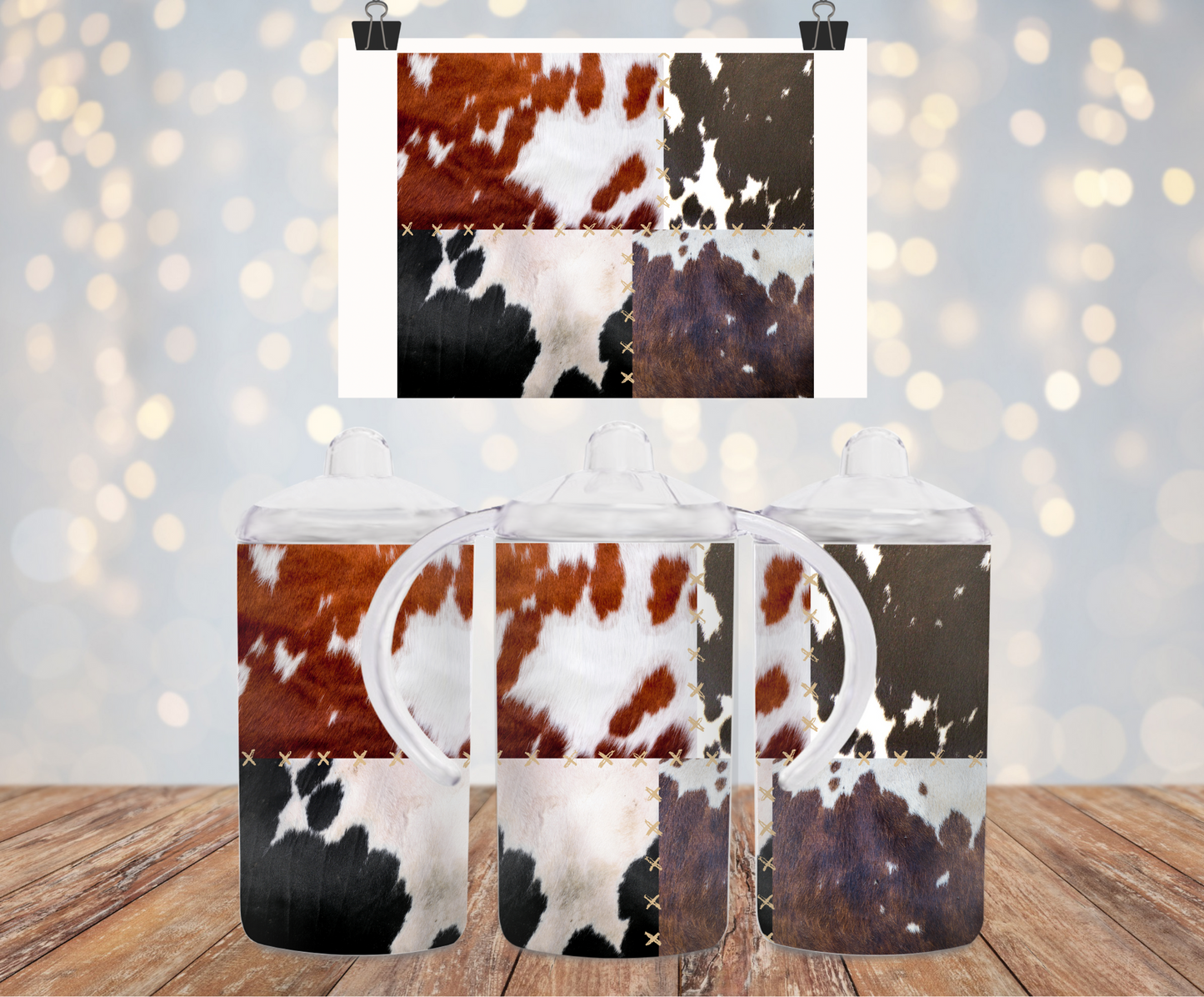Cow Print Patched Sippy Cup