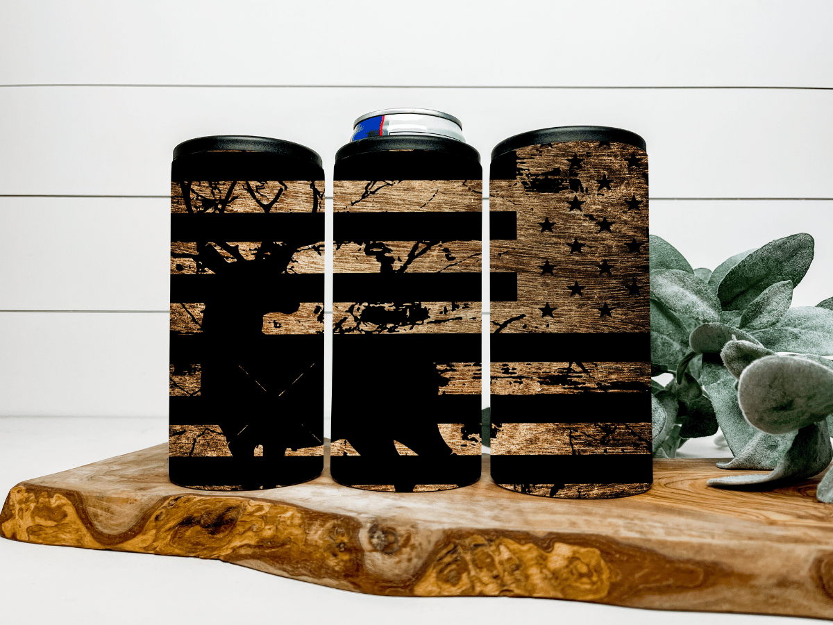 Buck and Flag Can Koozie