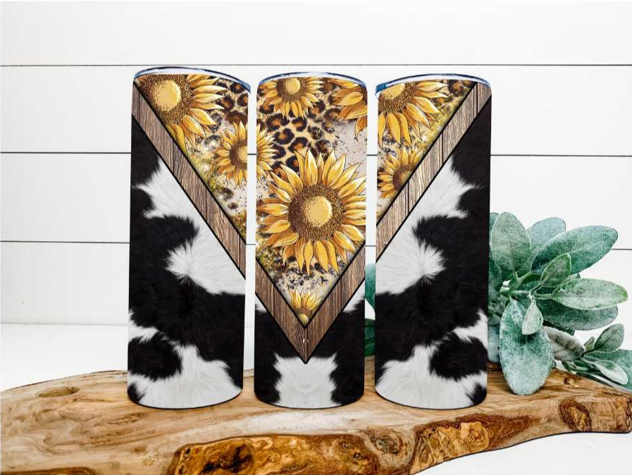 Cow print and daisies 20oz Tumblers
