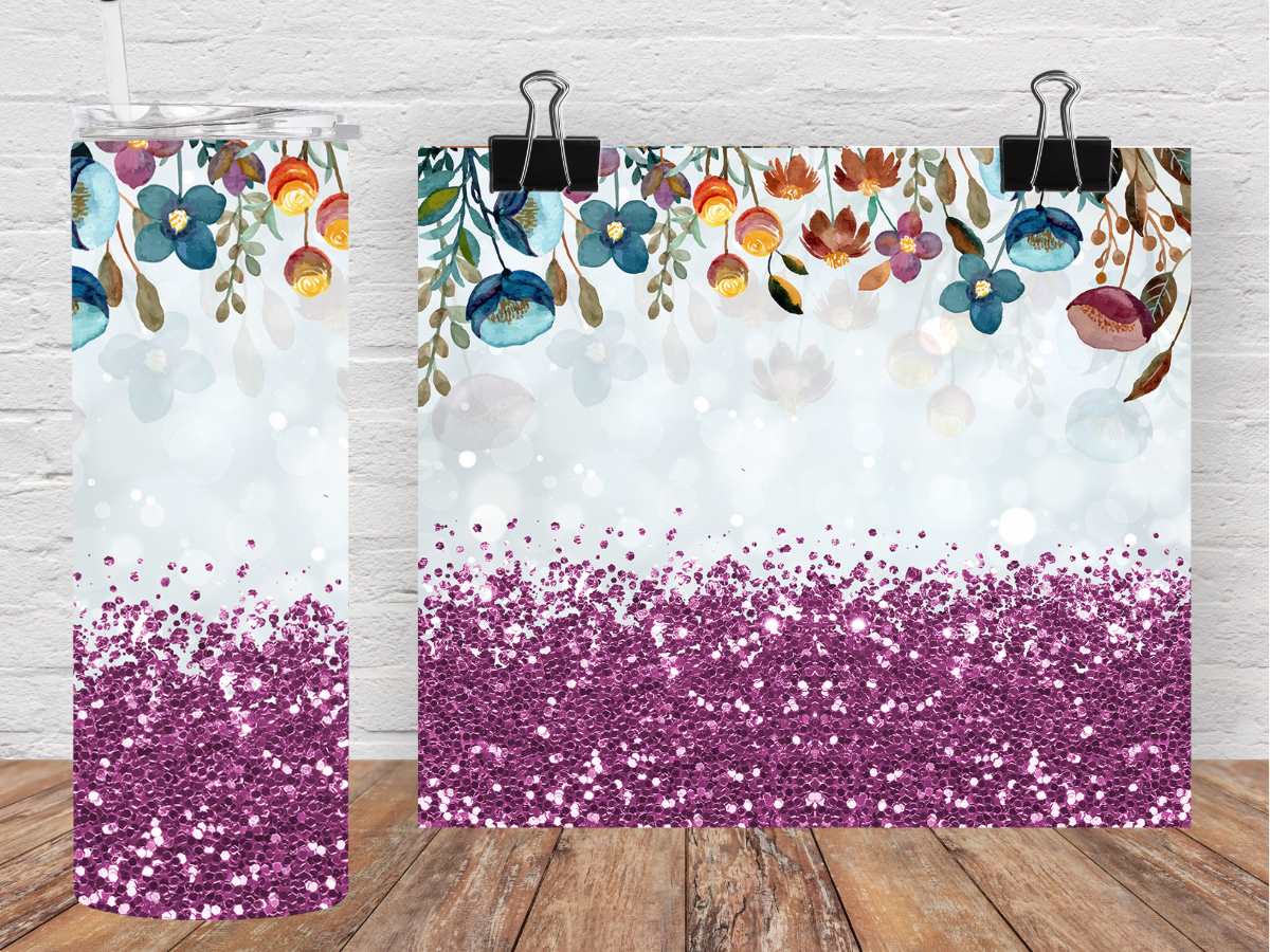 Floral glitter 20oz Tumbler
