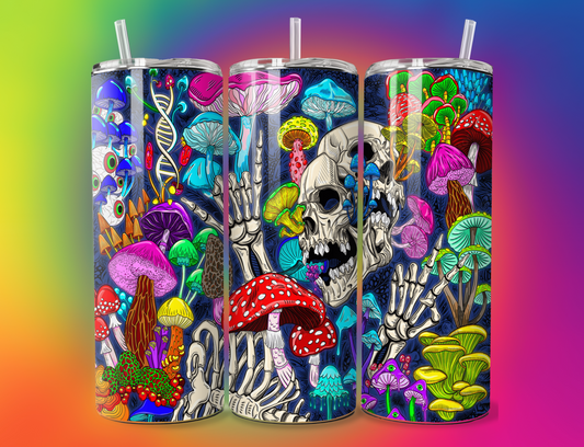 Trippy Shroom and Skull Tumbler