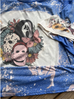 Floral Horror Movie Icon Bleached Shirt