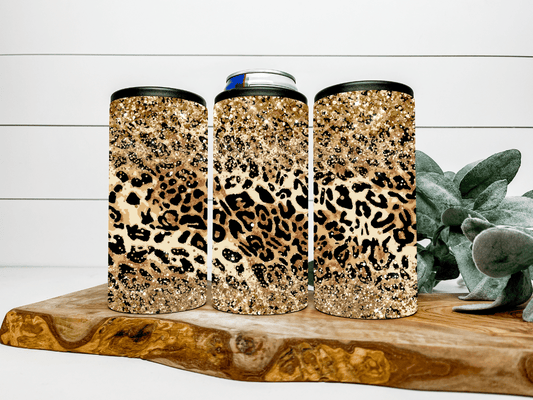 Cheetah Glitter Can Koozie