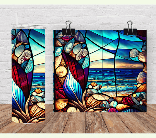 Stained Glass Ocean Can Cooler