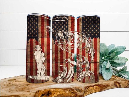 American Flag and Bass 20oz Tumbler