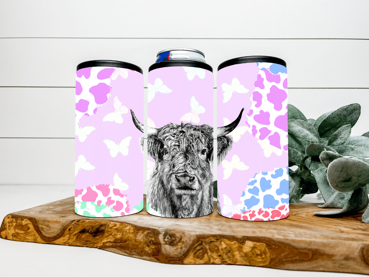 Highland Cow Pastel Can Koozie