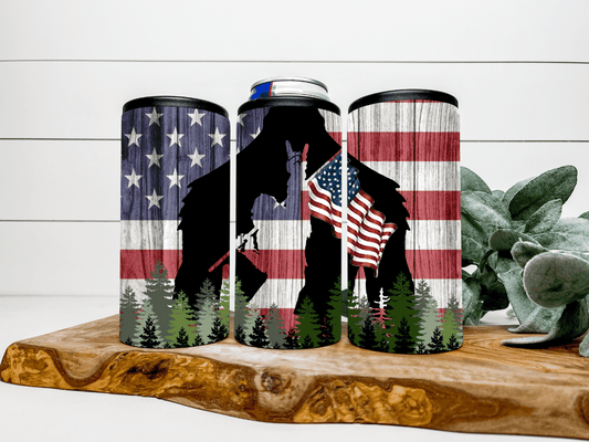 Patriotic Squatch Can Cooler