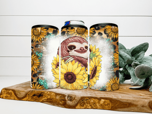 Sloth and Sunflower Can Cooler