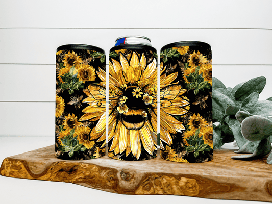 Sunflower and Bee's Can Cooler